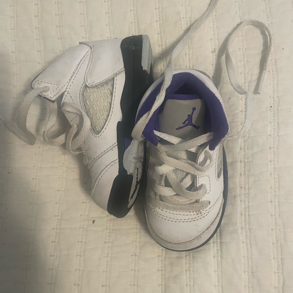 Jordan Nike Kids White and Purple Sneakers